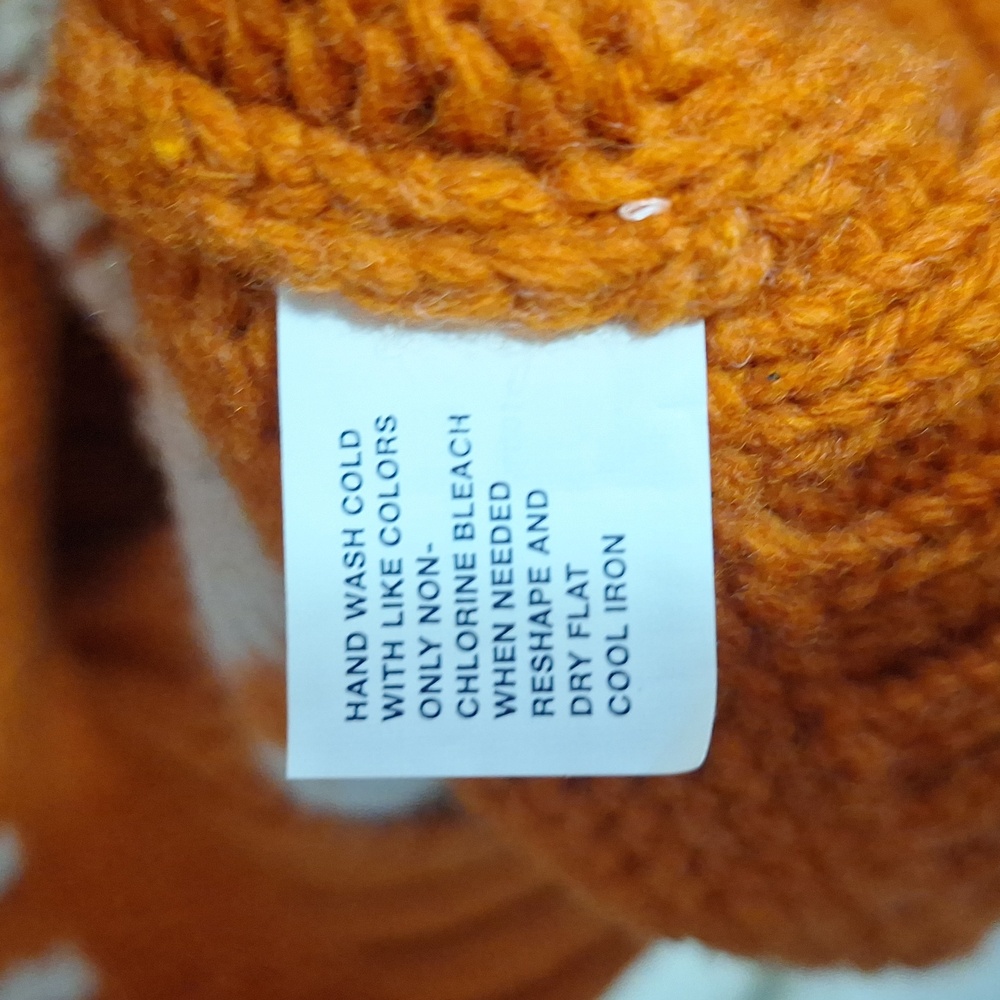 GAP 100% lambswool pullover crewneck sweater - L - burnt orange/cream relaxed - Picture 3 of 5